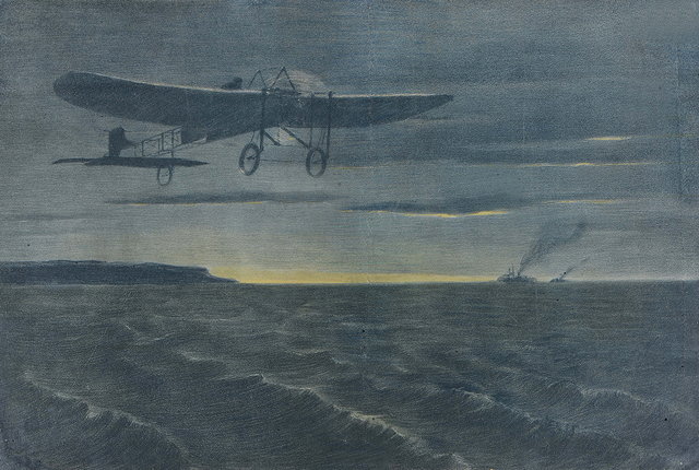 Appraisal: EARLY TH CENTURY LITHOGRAPH BLERIOT'S CHANNEL CROSSING - - after