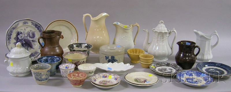 Appraisal: Large Lot of Assorted Stoneware Yellowware Ironstone and Staffordshire Tableware