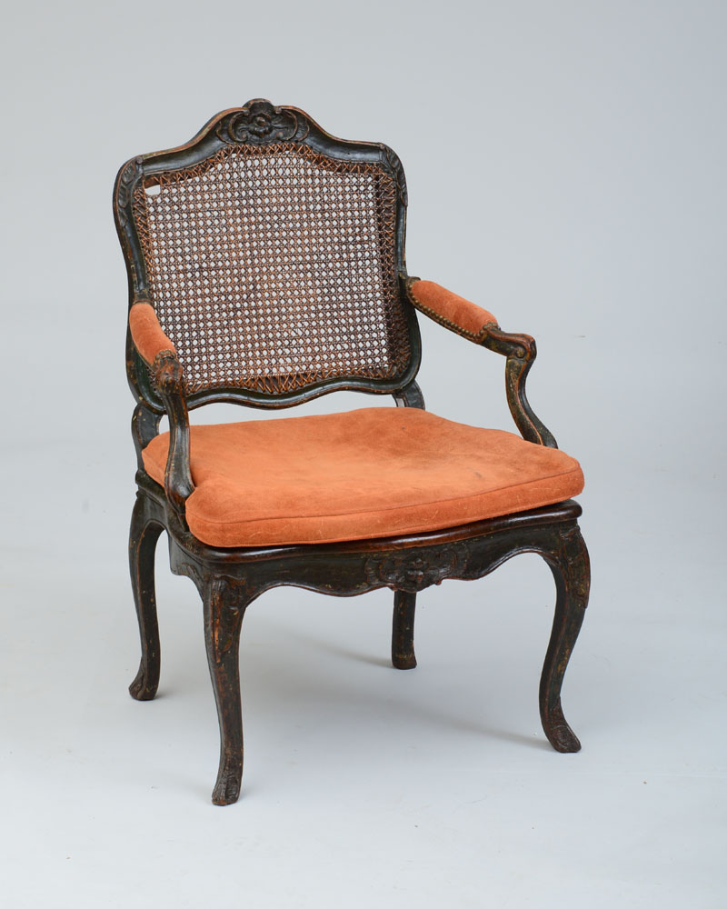 Appraisal: LOUIS XV PAINTED FAUTEUIL LA REINE With a foliate carved