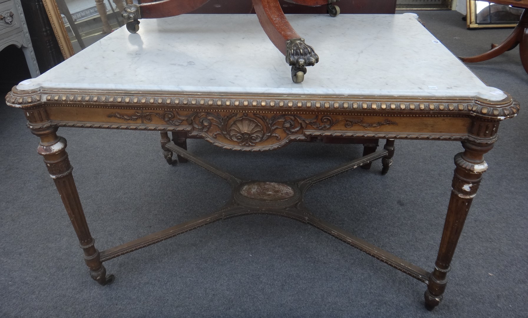 Appraisal: A Louis XVI style marble top centre table the gilt