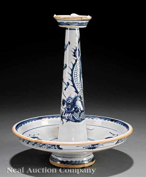 Appraisal: A Chinese Blue and White Porcelain Candlestand tall columnar body