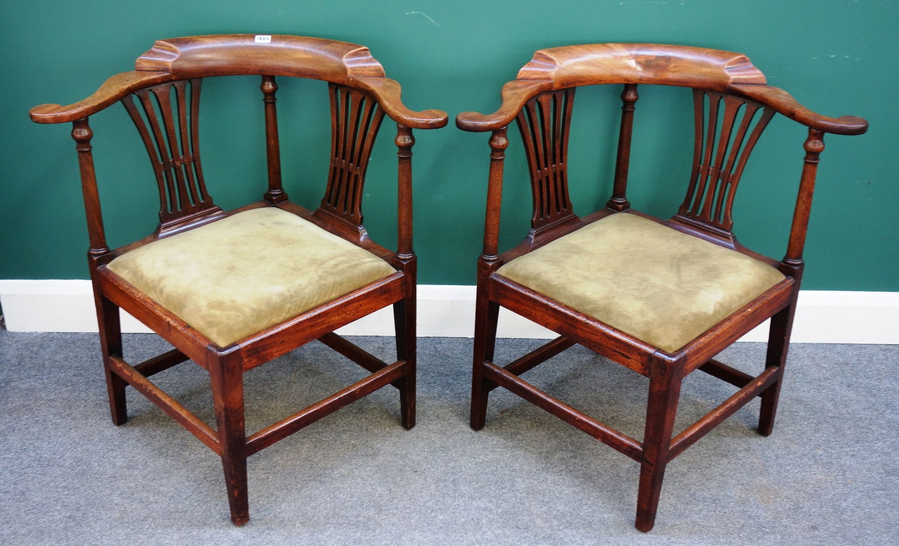 Appraisal: A pair of George III mahogany pierced vase back corner