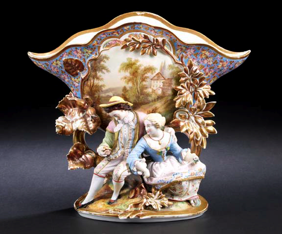 Appraisal: Large Franco-Bohemian Richly Gilded Biscuit and Porcelain Garniture Vase third