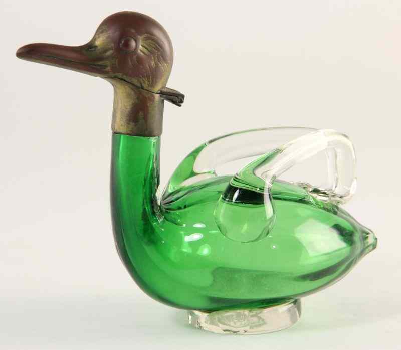 Appraisal: Austrian Glass Cruetin the form of a bird with cast