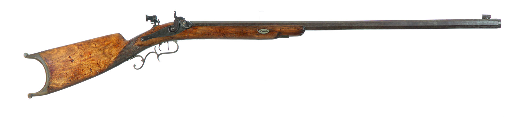 Appraisal: PERCUSSION TARGET RIFLE American late th century Schuetzen-style caliber target