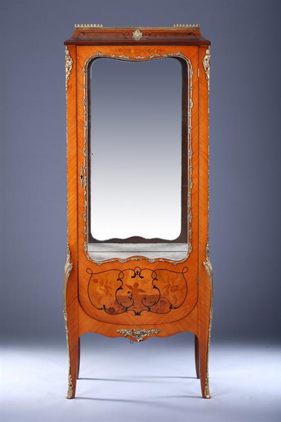 Appraisal: LOUIS XV STYLE MARQUETRY AND GIL- METAL MOUNTED KINGWOOD VITRINE