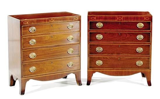 Appraisal: Pair Georgian style inlaid mahogany chests of drawers integrated top