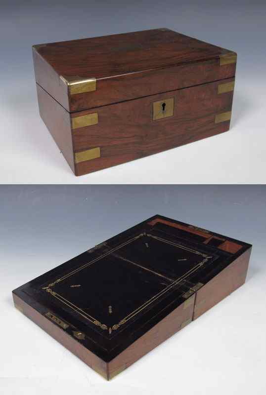 Appraisal: TH C BRASS INLAY ROSEWOOD LAP DESK Hinged box the