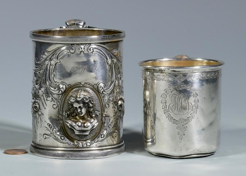 Appraisal: Silver Mugs inc Medallion and Bailey Two silver mugs or