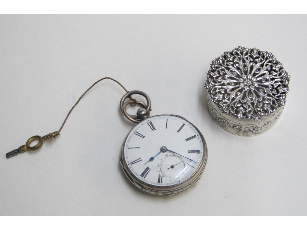 Appraisal: A Victorian silver pocket watch and a silver pomander box