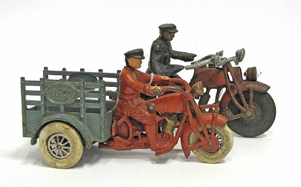 Appraisal: Cast Iron Motorcycle Lot features an important 's era Indian