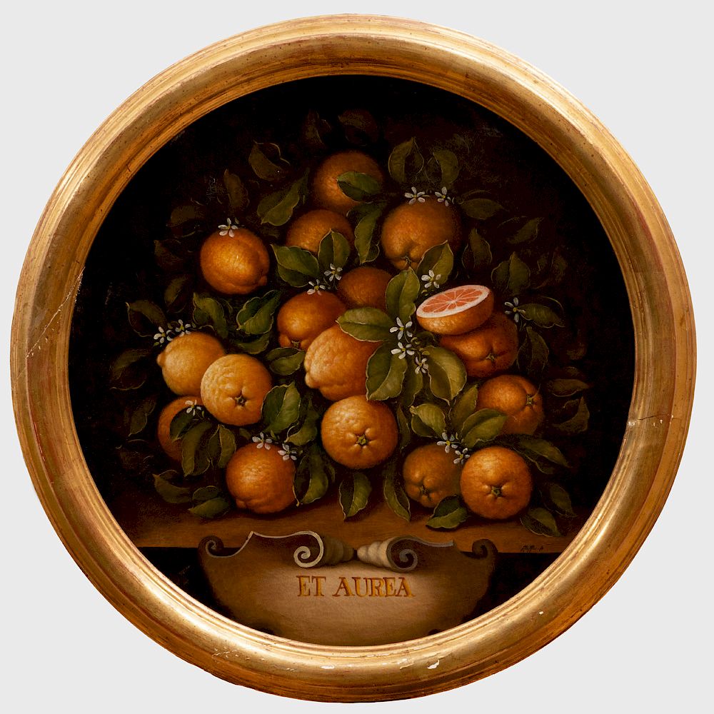 Appraisal: European School Oranges Oil on canvas indistinctly signed lower right