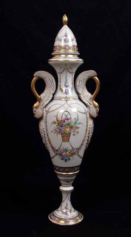 Appraisal: STUDIO PAINTED FRENCH LIMOGES PORCELAIN URN Artist signed ''Alfredo'' Alfredo