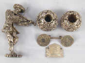 Appraisal: Judaica A pair of globe wailing wall silver cased candlesticks