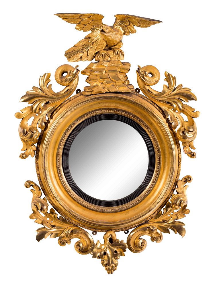 Appraisal: A Regency Giltwood Convex Mirror A Regency Giltwood Convex Mirror