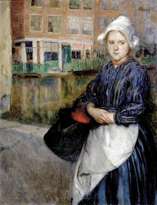 Appraisal: Otto Herschel German - DUTCH WOMAN WITH KETTLEoil on canvas