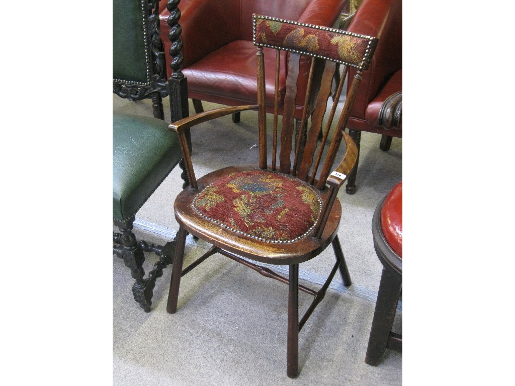 Appraisal: Edwardian tapestry upholstered open armchair