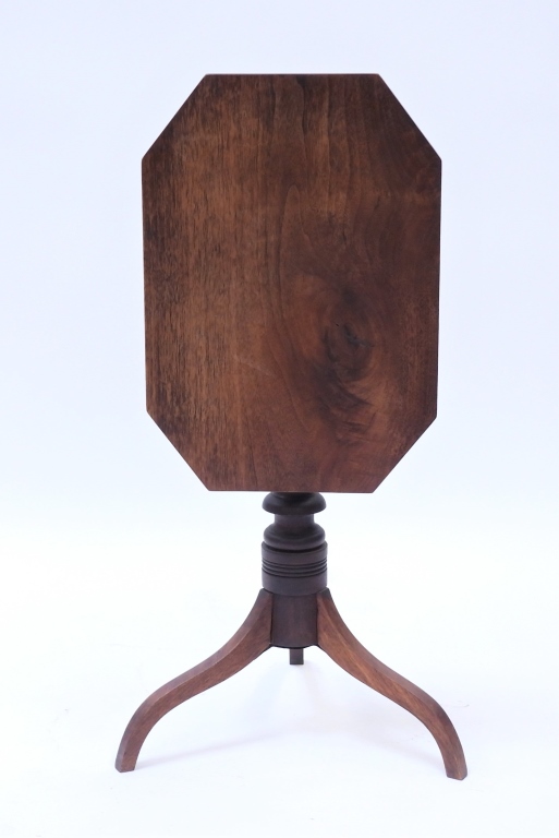 Appraisal: FEDERAL STYLE WALNUT TILT TOP CANDLE STAND United StatesLate th-