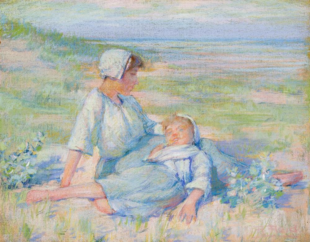 Appraisal: ROBERT REID American - Mother and Child in a Field