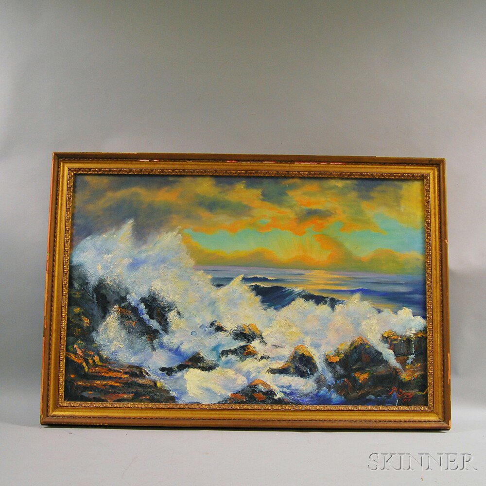 Appraisal: Alfred Demars American th Century Surf on Rocks at Sunrise