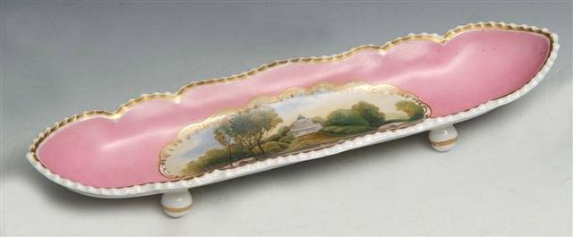 Appraisal: A CHAMBERLAIN'S WORCESTER PEN DISH with central cartouche depicting Pittville