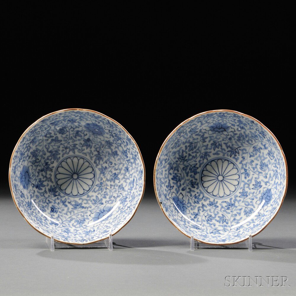 Appraisal: Two Sometsuke Imari Dishes Japan th th century with scalloped