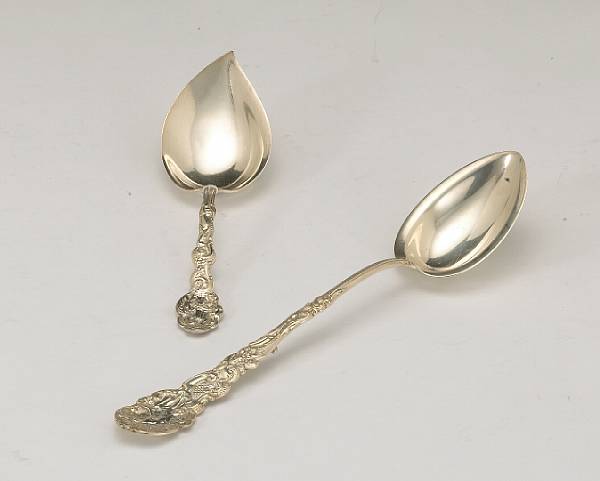 Appraisal: Property of the Corinthian Studios Collection Comprising platter spoon length