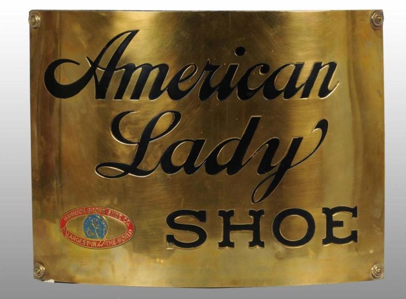 Appraisal: Brass American Lady Shoe Curved Corner Sign Description Circa to