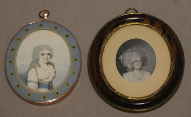 Appraisal: Portrait Miniature of Ladies on Bone Ivory Lady with long