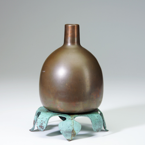 Appraisal: MARIE ZIMMERMANN Chinese-form bottle in spun copper with natural brown