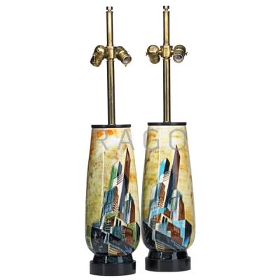 Appraisal: GEORGE SCHREIBER - STONELAIN Pair of table lamps USA s