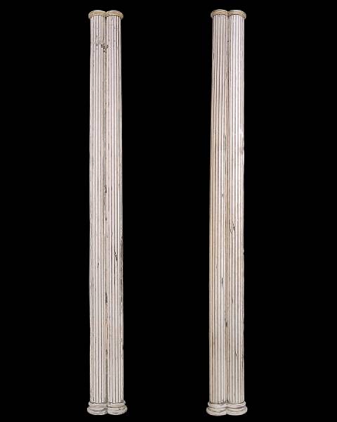 Appraisal: A pair of American tan painted double column pilasters late