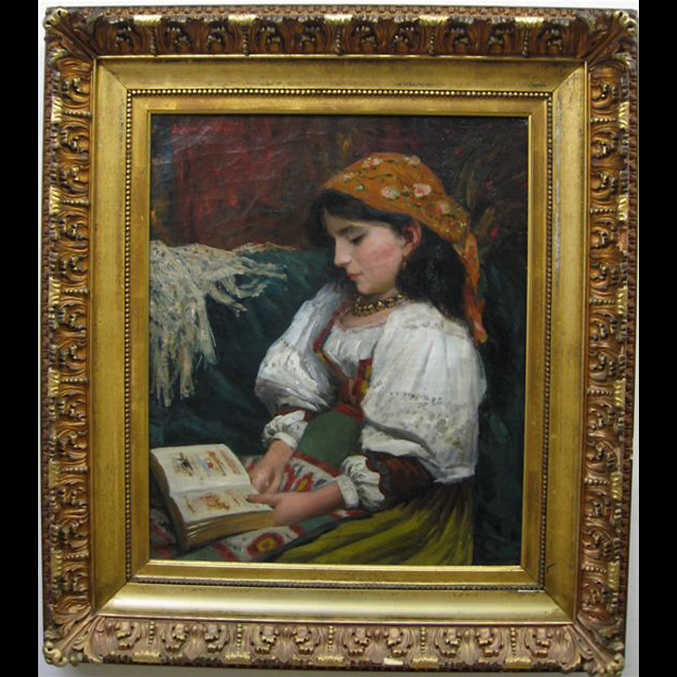 Appraisal: YOUNG GYPSY READING S JEROME HUL - AMERICAN Oil on