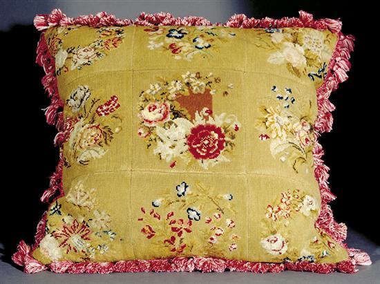 Appraisal: Needlepoint tapestry pillow th centurySq