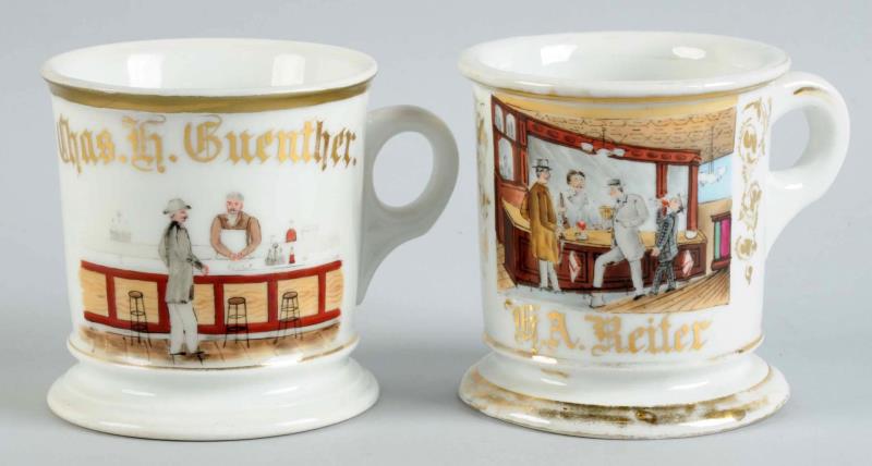 Appraisal: Lot Of Shaving Mugs - Bartenders Lot features two mugs