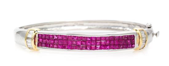 Appraisal: Sale Lot A Karat Gold Ruby and Diamond Bangle Bracelet