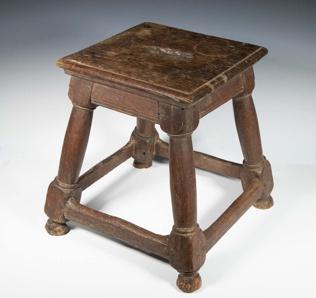 Appraisal: OAK JOINED STOOL th c English Stool having a square