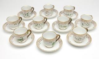 Appraisal: Royal Copenhagen ''Flora Danica'' cups saucers - each with blue