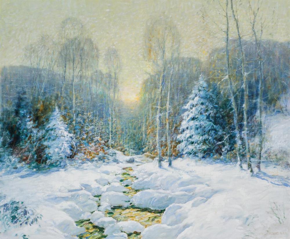 Appraisal: ERNEST ALBERT American - Winter Brook oil on canvas signed