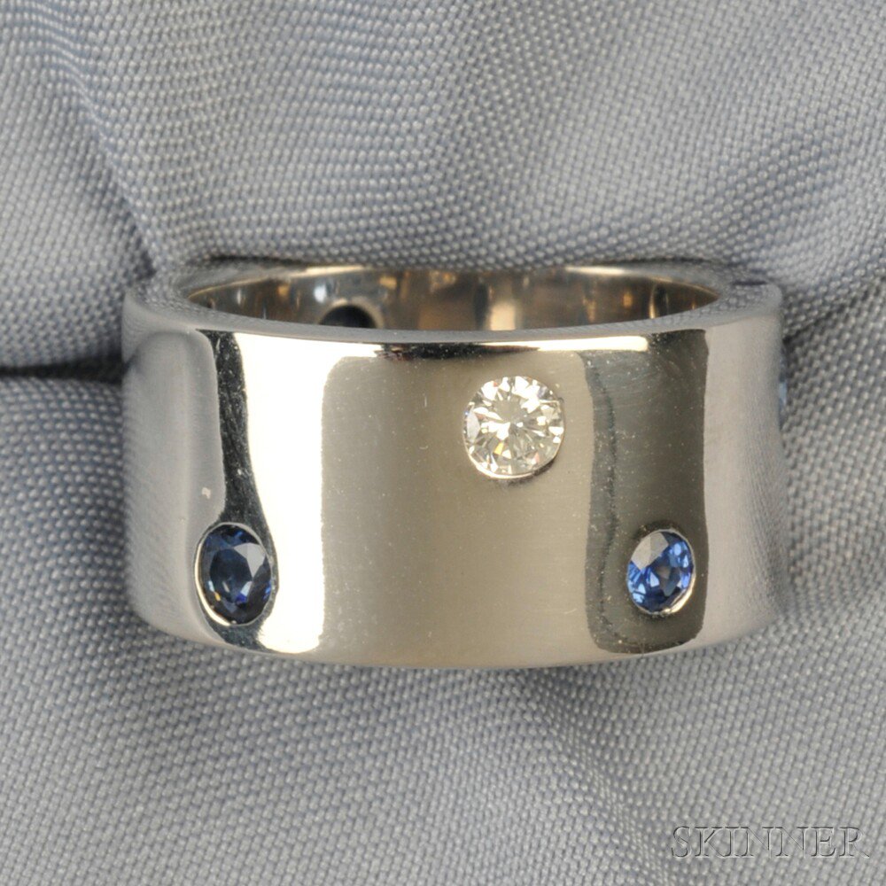 Appraisal: kt White Gold Sapphire and Diamond Ring Chanel set with