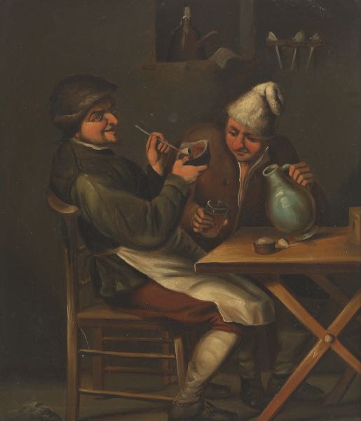 Appraisal: CONTINENTAL SCHOOL TH CENTURY x Tavern Scene Oil on tin