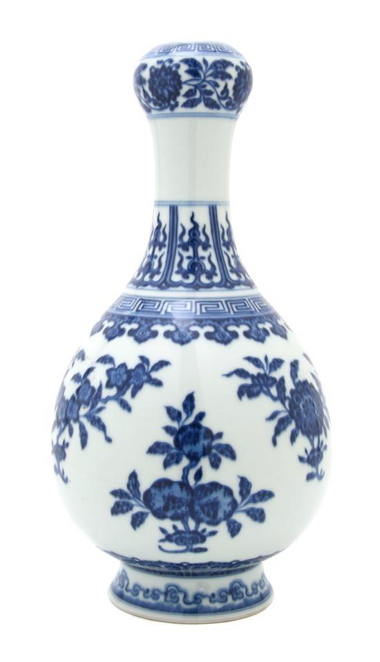 Appraisal: Chinese Blue and White Porcelain Vase of bottle form having