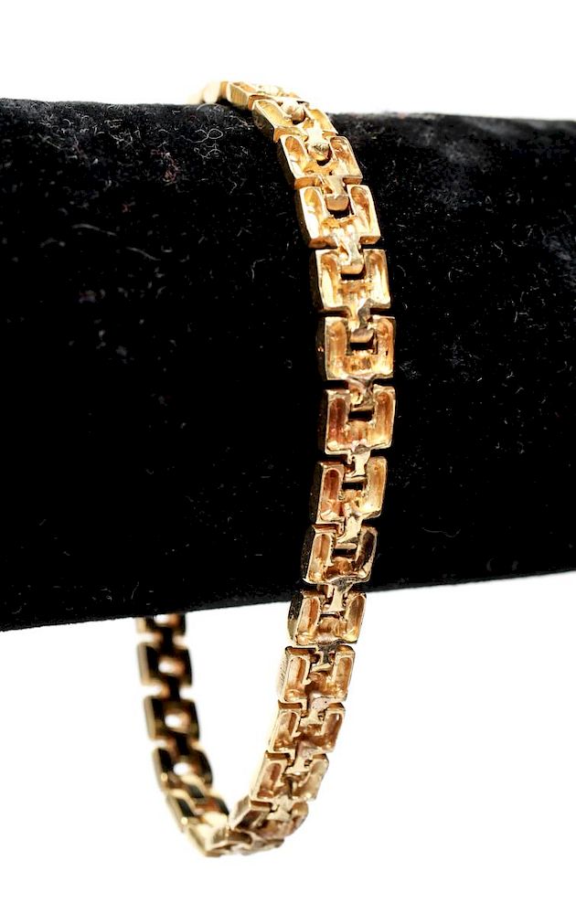 Appraisal: K Yellow Gold Link Bracelet w Lobster Clasp K yellow