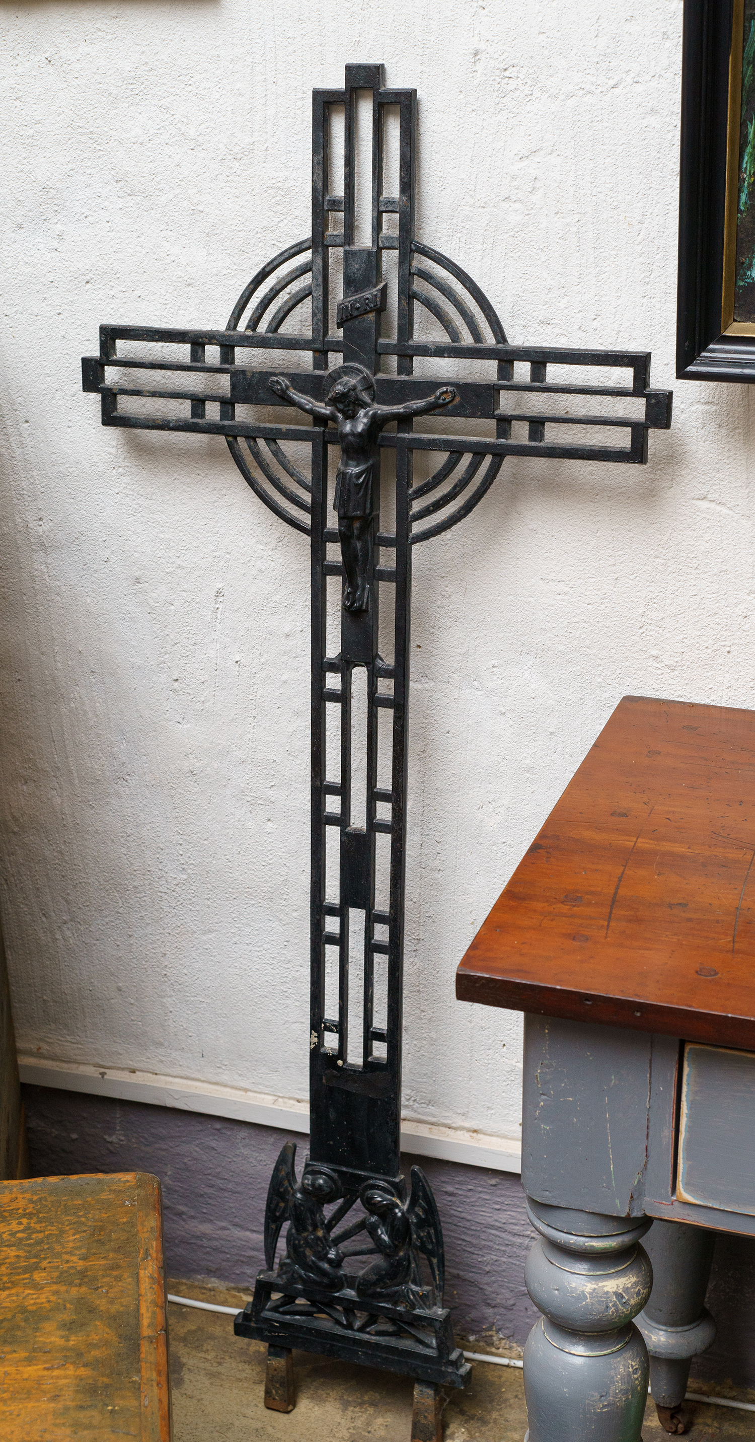 Appraisal: A LATE th CENTURY FRENCH CAST IRON CRUCIFIX Provenance decomissioned