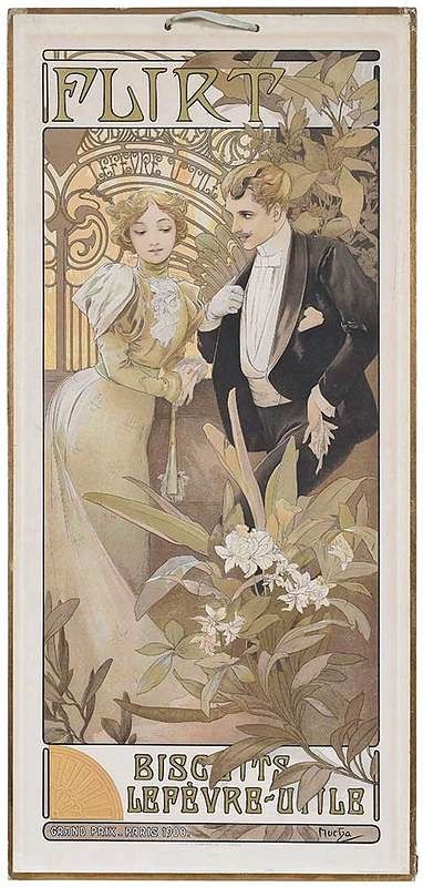 Appraisal: Alphonse Mucha Czech - Flirt signed in stone Mucha F