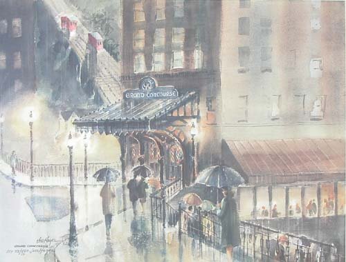 Appraisal: Grand Concourse in rain Grand Concourse in snow lithograph printed