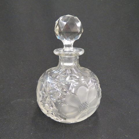 Appraisal: Cut Glass Perfume or Cologne Bottle floral star rays