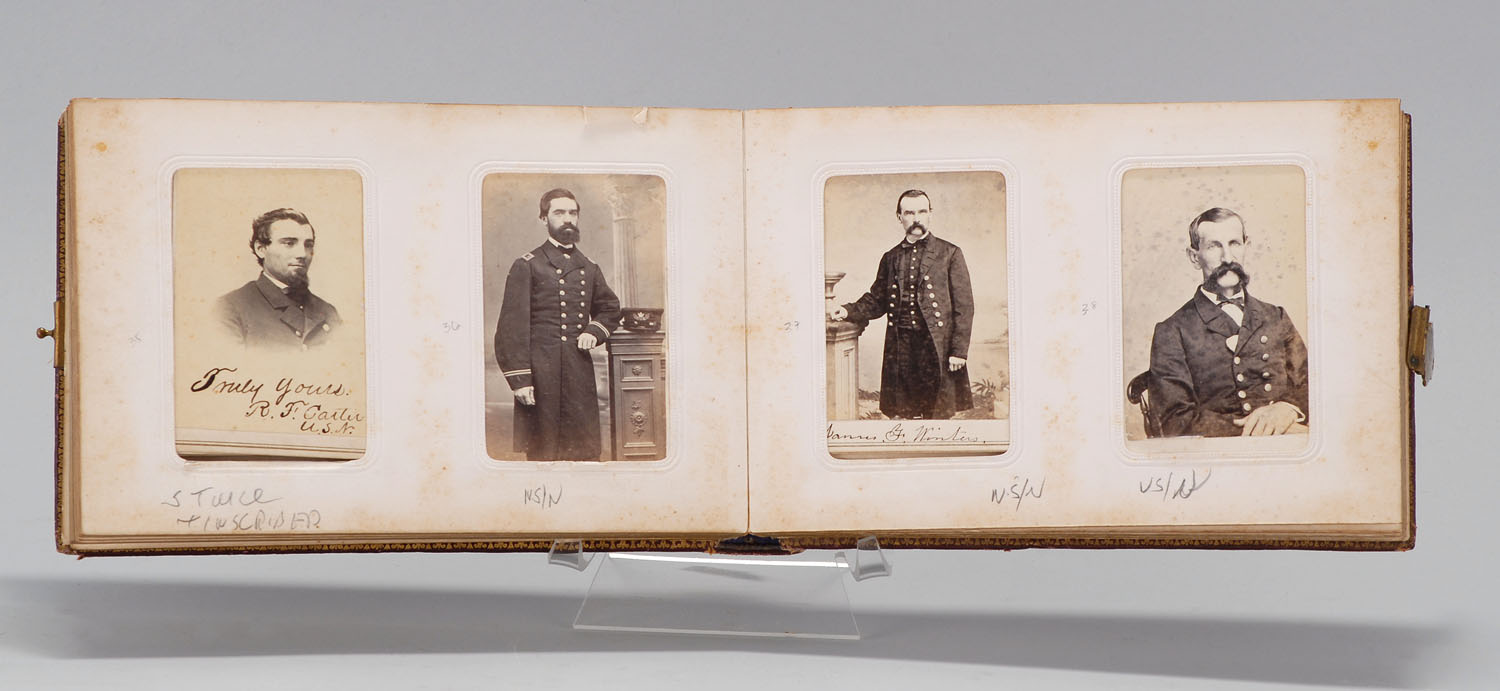 Appraisal: RARE CIVIL WAR-ERA ALBUM OF CARTES DE VISITE Contains approx