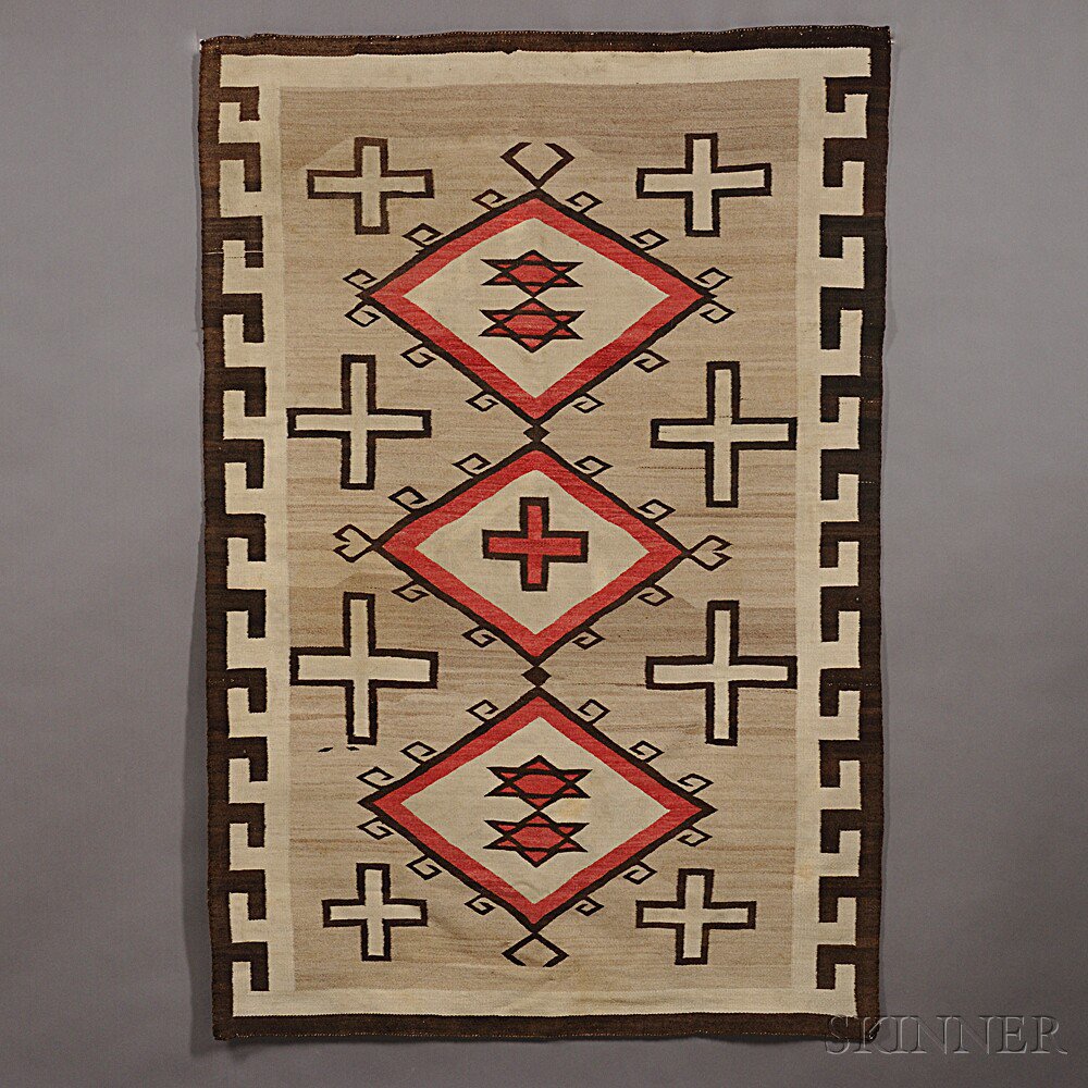 Appraisal: Navajo Weaving woven with natural and synthetic dyed homespun wool