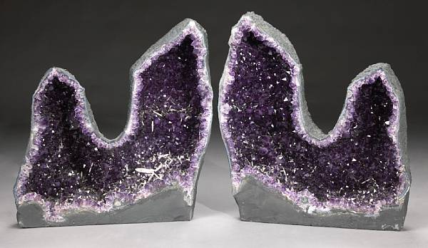 Appraisal: Pair of Amethyst Geode Halves Minas Gerais Brazil Displaying the